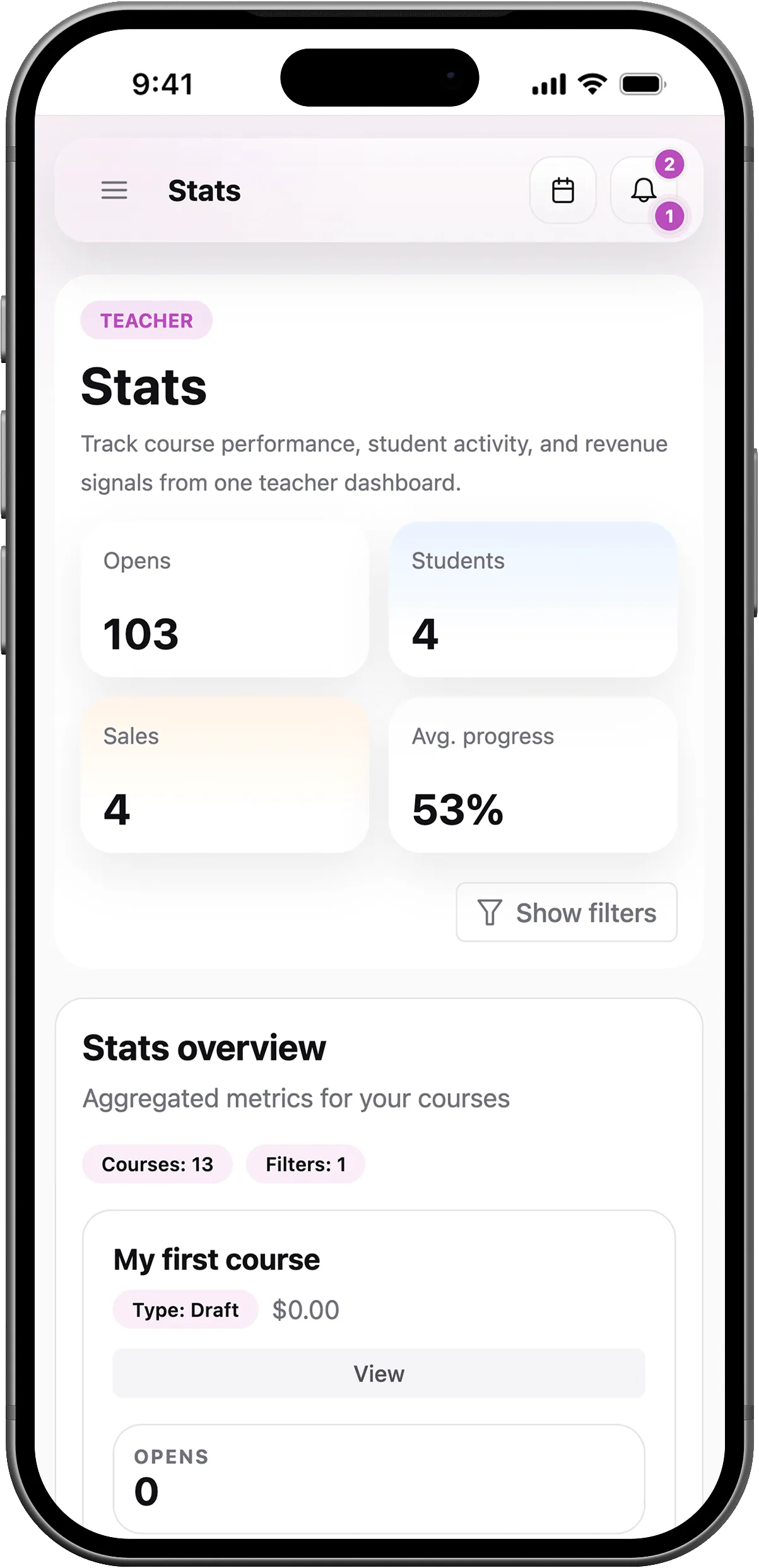 iPhone showing a SubSchool homework notification after a teacher assigns work